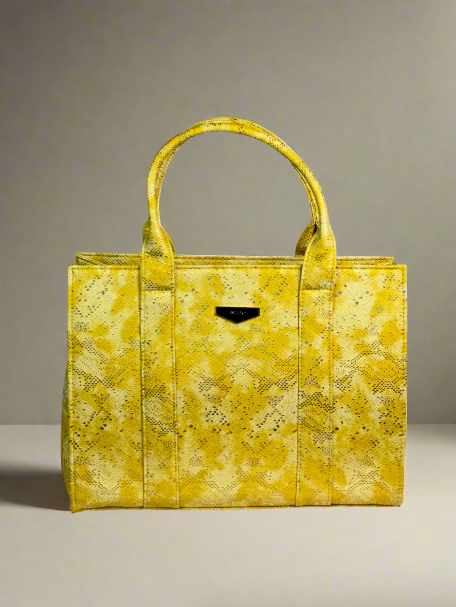 Yellow Floral Print Tote Bag