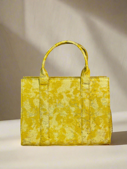 Yellow Floral Print Tote Bag