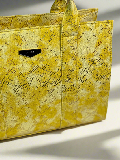 Yellow Floral Print Tote Bag