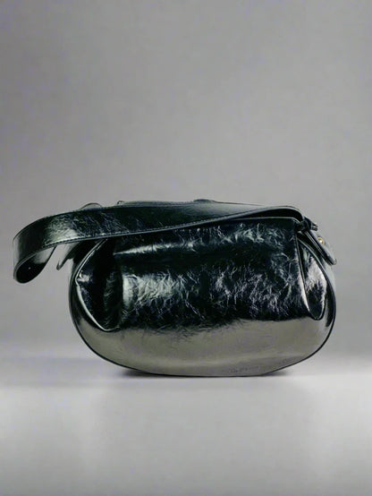 Metallic Black Slouchy Bag