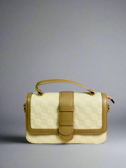 Cream & Yellow Checkerboard Handbag