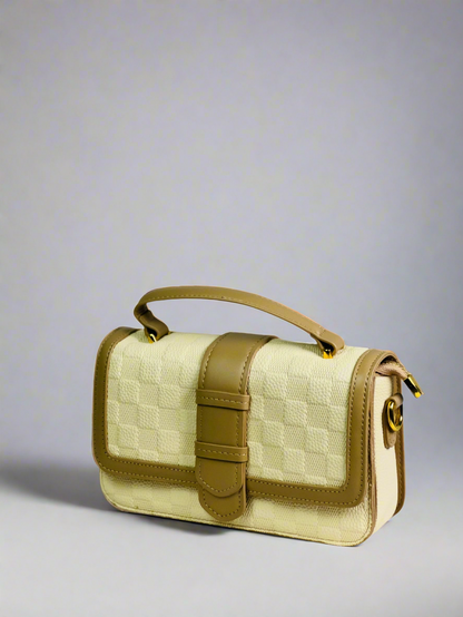 Cream & Yellow Checkerboard Handbag