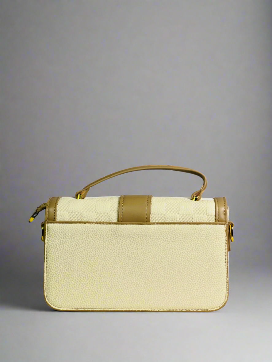 Cream & Yellow Checkerboard Handbag