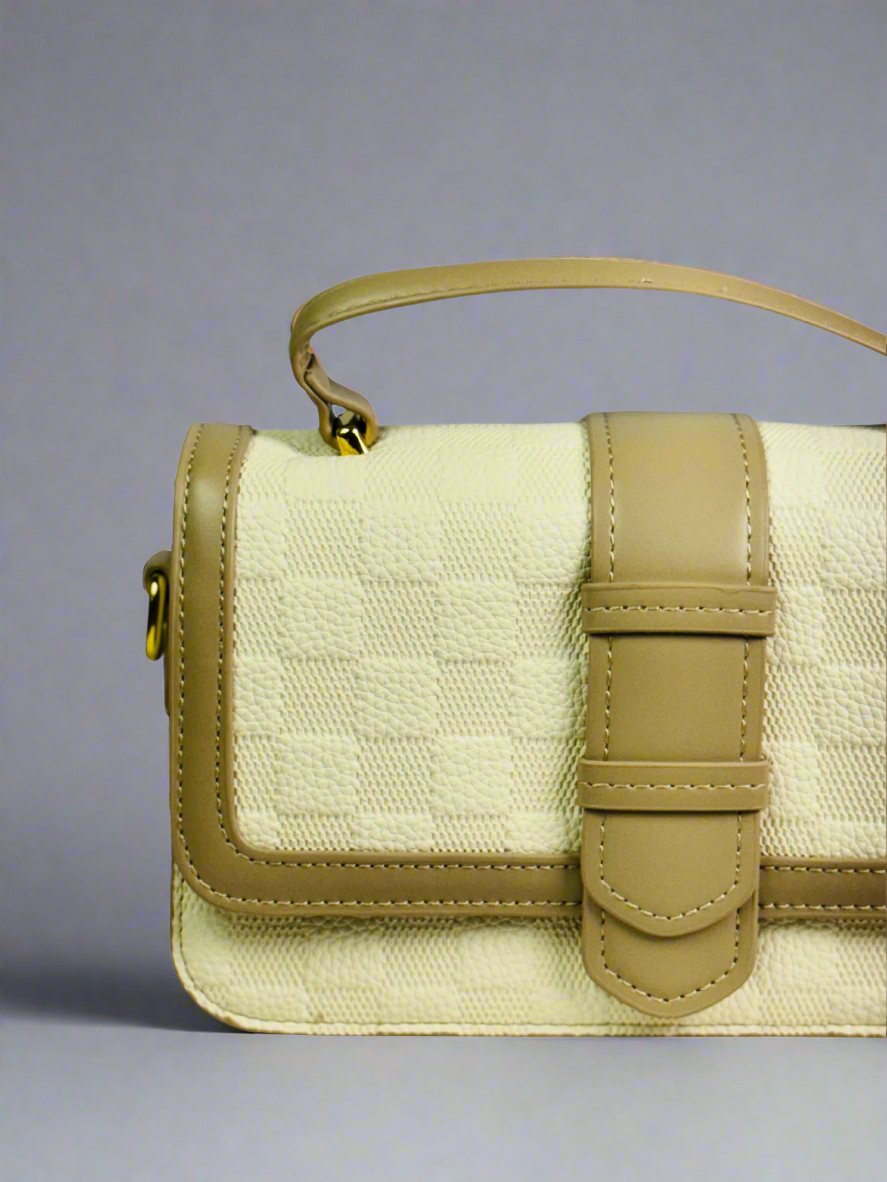 Cream & Yellow Checkerboard Handbag