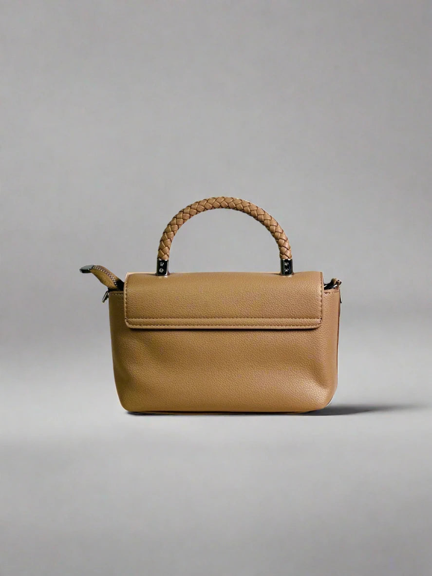 Beige Woven Handle Mini Bag