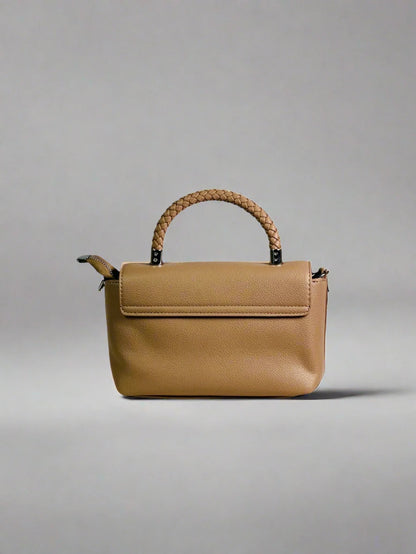 Beige Woven Handle Mini Bag