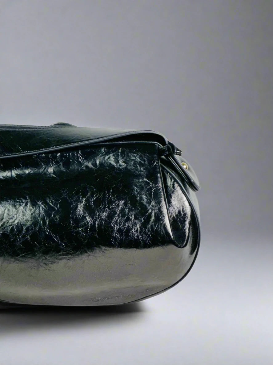 Metallic Black Slouchy Bag