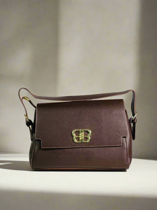 Plum Buckle Flap Shoulder Bag