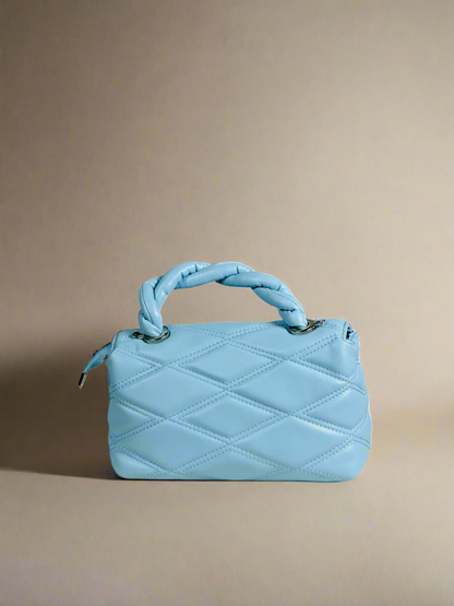 Blue Twisted Handle Quilted Bag