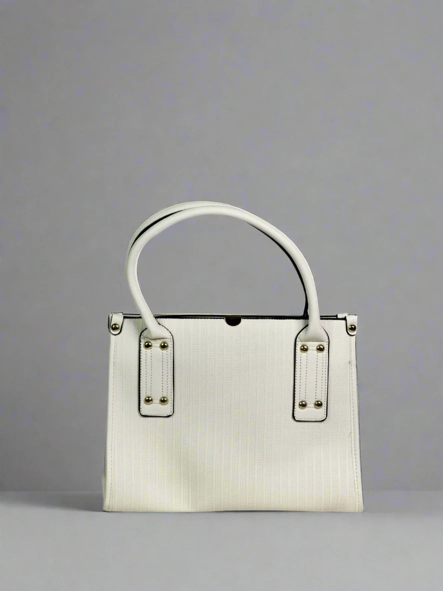 White Double Handle Structured Tote