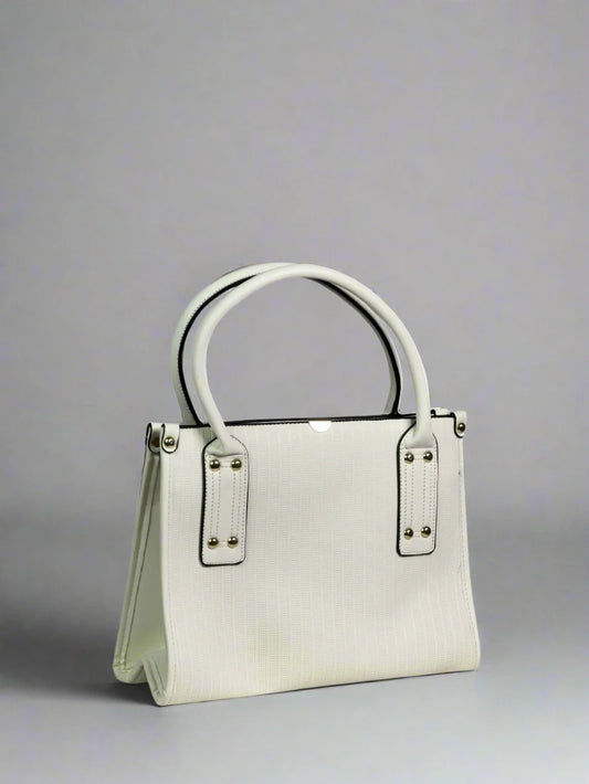 White Double Handle Structured Tote